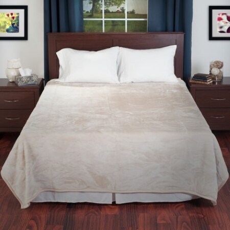 Hastings Home Solid Soft Heavy Thick Plush Mink Blanket 8 pound - Beige 117959GYK